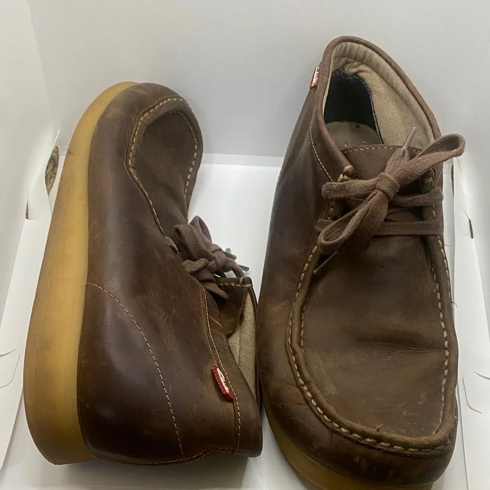 Clarks Men’s Brown Leather Stinson Hi Chukka-Style sz 10.5